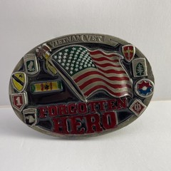 1987 VIETNAM VET Forgotten Hero Belt Buckle CH1468 Made in USA Glossy BEAUTIFUL