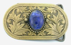 Gold Color Southwest Oval 30×22 Oval Lapis Cabochon Cab Gem Belt Buckle EPBB141