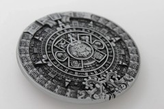 Men Women Casual Belt Buckle Silver Metal Western Fashion Aztec Calendar Mayan