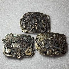 The Great American Buckle Co. Vintage 3pc Western Music Hunting Buckle Lot 3&Prime;