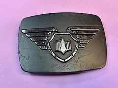 Chrome Brand Eagle Wings Wide Theme Black Color Belt Buckle