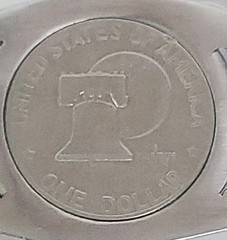 1776-1976 bicentennial Eisenhower Liberty Bell Moon Silver Dollar Belt buckle