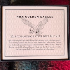 NRA Golden Eagles 2014 Commemorative Oval Western Belt Buckle Gold/Black w/ Box
