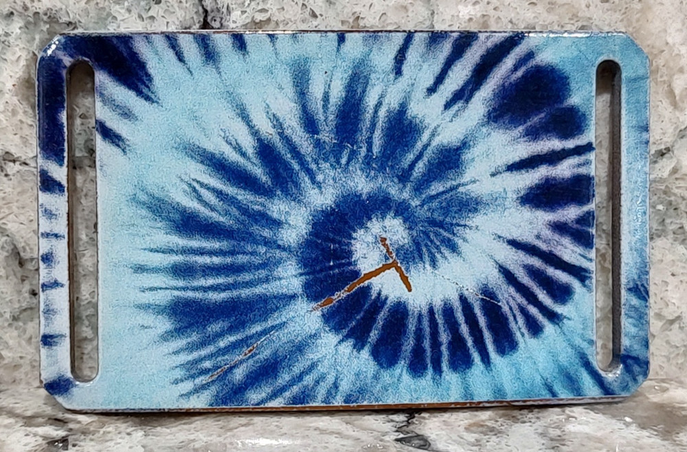 GRIP6 BELT BUCKLE – BLUE TIE DIE – GLOSS – 1.5 INCH WIDE