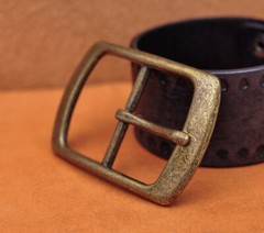 Antique Brass Center Bar Belt Buckle for Leather Belt Replacement Fit 40mm Strap