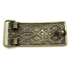 German silver buckle Krayka, Ukrainian ornamental buckle, woven belt embroidery