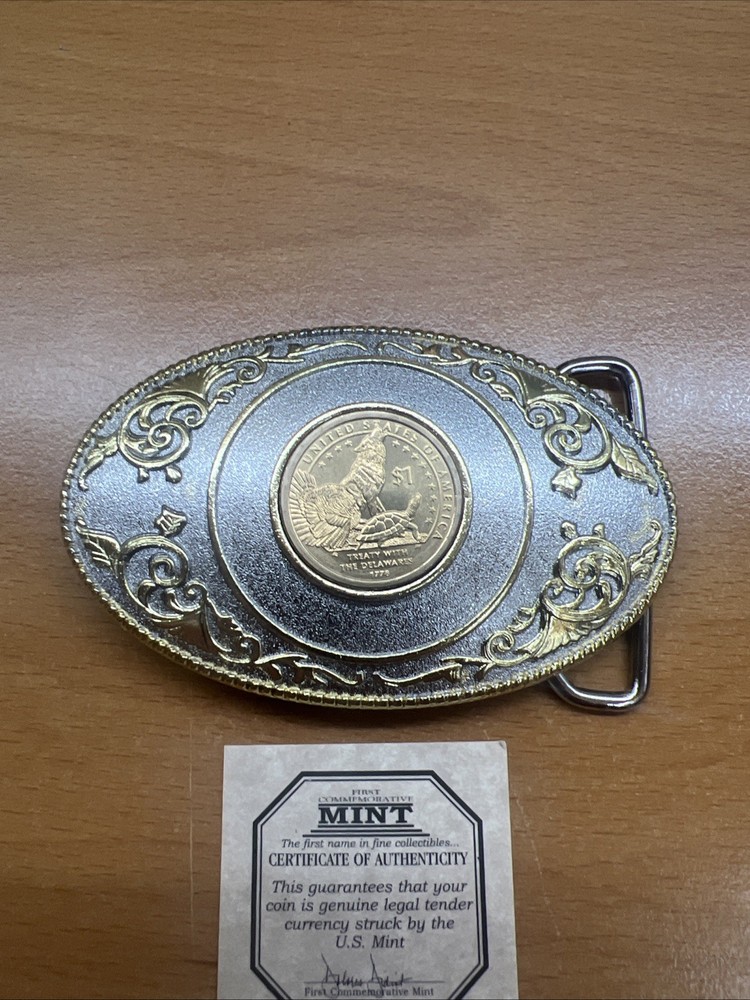 Belt Buckle With 1$ Coin (Treaty With The Delawares)2015 Fcm