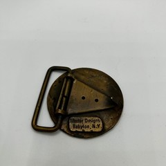 Vintage Master Designs Babylon NY Masonic Brass Belt Buckle Square Compasses G