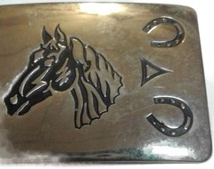Vintage Chambers Horse Head & Horseshoe Belt Buckle Made In USA