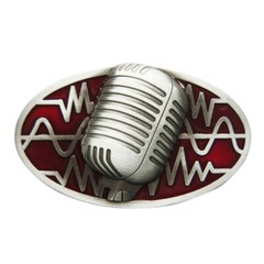Musician Microphone Music Red Enamel Metal Belt Buckle