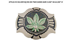 Reggae Rasta Belt Buckle New Men Women Silver Metal Fashion Green Leaves Style
