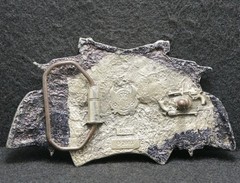 WL11165 VINTAGE 2003 ***GAMBLING ARTWORK*** GUNS & CARDS MENS PEWTER BELT BUCKLE