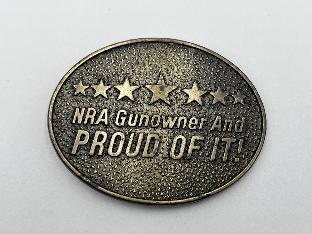 NRA Gunowner And Proud Of It Belt Buckle Norman Foundry Dallas 75243 USA. J9