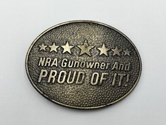 NRA Gunowner And Proud Of It Belt Buckle Norman Foundry Dallas 75243 USA. J9