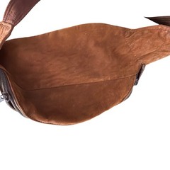 Brown Leather Suede Belt Bag Fanny Pack Pouch brass buckle western vintage boho