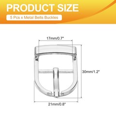 5 Pcs 0.7 Inch Adjustable Single Prong Buckle Belt Buckle, Silver Tone