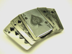 Belt Buckle Lighter, Cards, Ace, Royal Flush, Poker, Fits: Belt width 1.5&Prime;