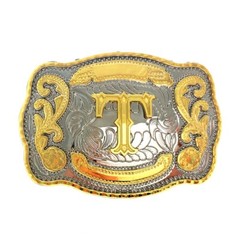 INITIAL (T) BELT BUCKLE LETTER COWBOY WESTERN RODEO TEXAS STAR Hebillas Vaqueras