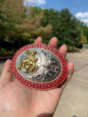 Western Buckle Oval Gold Silver Red Horse Rider Cowboy 2 » Hebillas Vaqueras