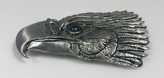 Vintage Frederick Pewter Bald Eagle Head Belt Buckle Genuine Solid Canada