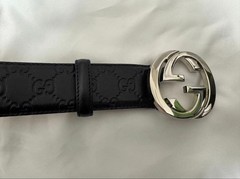 GUCCI buckle belt interlocking G hardware Made in Italy Silver Black With Box