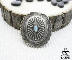 Vintage Southwestern Silver & Turquoise Bolo Tie Knot