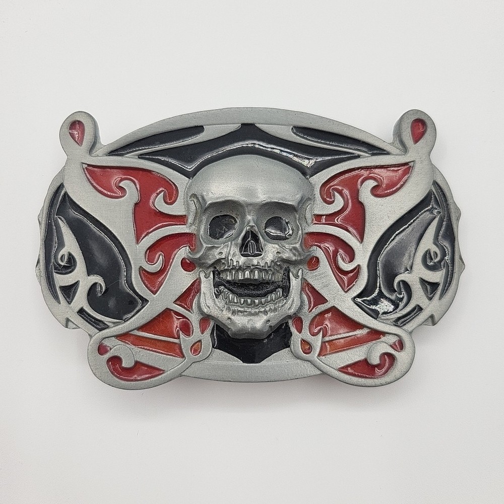 LARGE SKULL WITH WINGS BELT BUCKLE NEW APPROXIMATELY 4 1/2&Prime; X 2 7/8&Prime; See Pics
