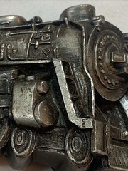 VINTAGE Locomotive METAL BELT BUCKLE Bergamot Brass Works 1978