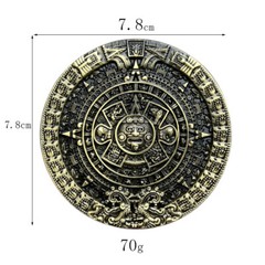 Vintage Style Enamel Mayan Aztec Sun Calendar Stone Belt Buckle