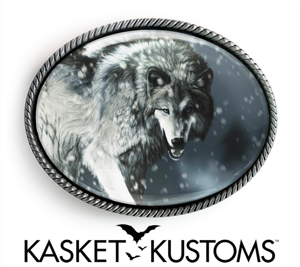 Alpha Wolf Belt Buckle – Wild Animal Art Handmade Oval Buckle – 630-SO