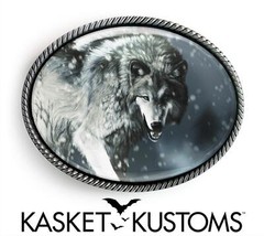 Alpha Wolf Belt Buckle – Wild Animal Art Handmade Oval Buckle – 630-SO