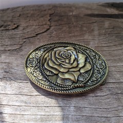 Copper Rose Belt Buckle – Western Cowboys Belt Buckle – Mens Womens Belt Buckle
