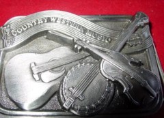 1984 Bergamot Brass Works Country WestMusic Belt Buckle Fiddle & Banjo & Guitar