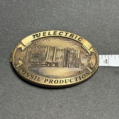 Texas Utilities Electric Co. Vintage Brass Belt Buckle 1993 by Creative Casting