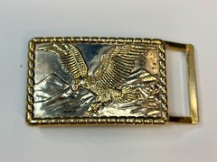 Patriotic Majestic American Eagle Vintage two tone rectangular Belt Buckle