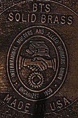 Vintage Metal Belt Buckle, Brass, Sheet Metal Workers International Association