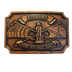 Alabama Army National Guard Belt Buckle Copper Base Metal Loop 2 x 3 1/8 in Vtg