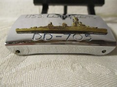 USS. COMPTON DD-705 METAL & BRASS NAVAL BELT BUCKLE