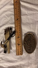 Pair Carpenter Tradesman Bronze Plated Metal Belt Buckles