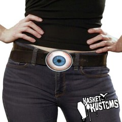 Blue Human Eye Belt Buckle – Realistic Taxidermy Eyeball Silver Artisan Buckle