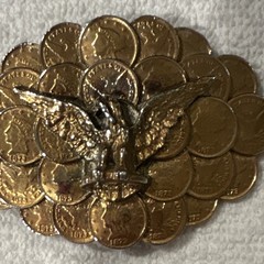 Vintage Western Belt Buckle Eagle and Faux 1878 Liberty Coins Novelty