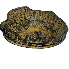 Brass Belt Buckle 1975 Adezy Denver « Rocky Mountain High » Cowgirl Western Boho