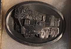 Vintage Metal Belt Buckle, Demag, Crane, Heavy Lifting, Boom Truck, Construction