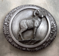 1985 Bergamot Brass Works Bighorn Sheep Belt Buckle-USA-Brass