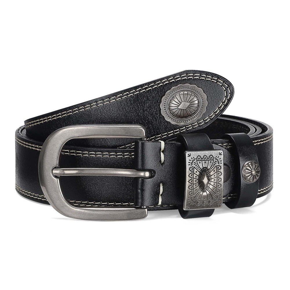 Western Leather Belt for Men, 1 3/8&Prime; Country 36(Fits Waist 34 »-35 »), Black