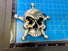 Creepy Skull Grinning Teeth Five Point Star Gothic Punk Cutout Belt Buckle