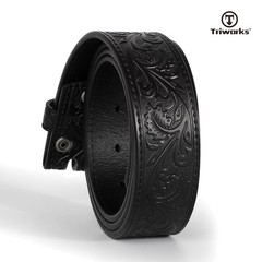 TRIWORKS Western Belt Strap for Men without Buckle Fit Size 34&Prime;-37&Prime;, A-black
