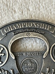Wisconsin Beer League Beer Opener Belt Buckle Championship Brewmaster Novelty