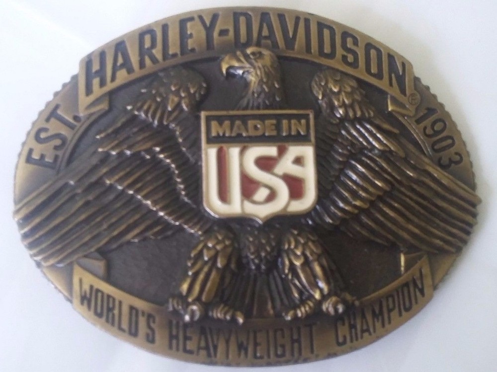 New Vtg. Harley Davidson Belt Buckle Raintree – World&rsquo;s Heavyweight Champion