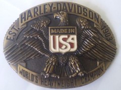 New Vtg. Harley Davidson Belt Buckle Raintree – World&rsquo;s Heavyweight Champion